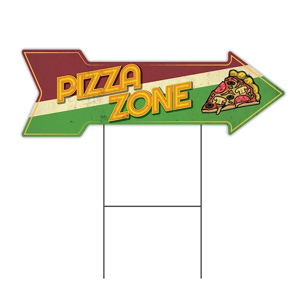 Pizza Zone Arrow Yard Sign Funny Home Decor 30in Wide